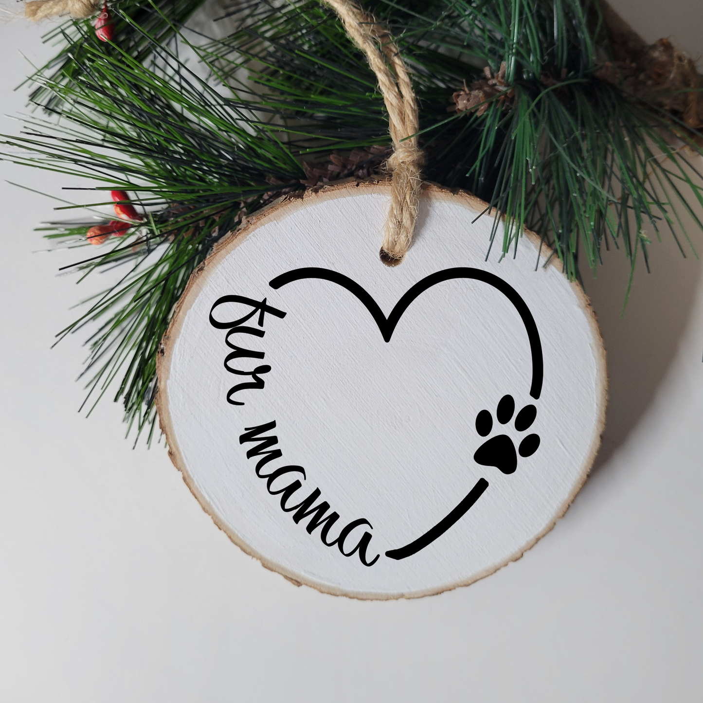 Fur Mama Wood Slice Ornament