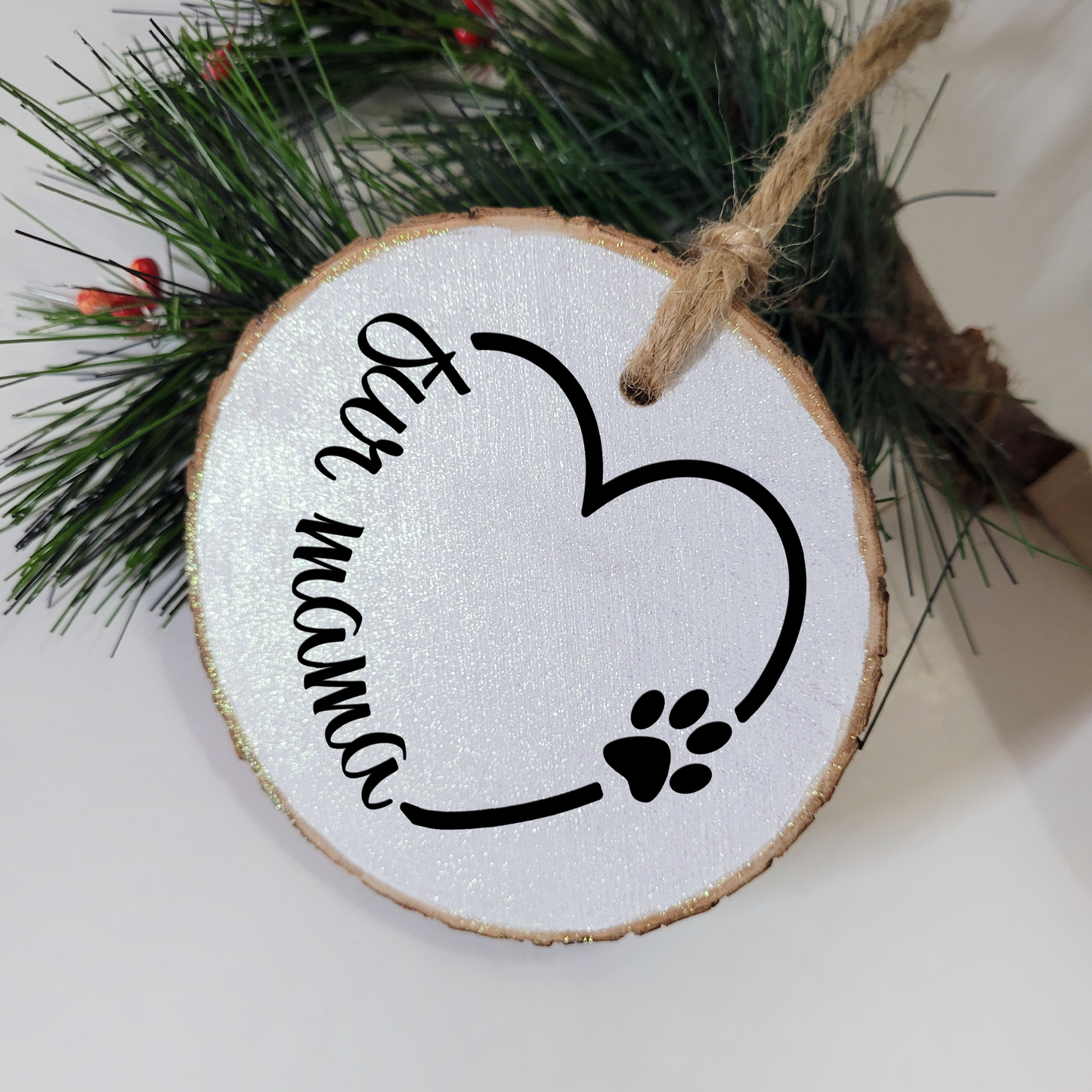 Fur Mama Wood Slice Ornament