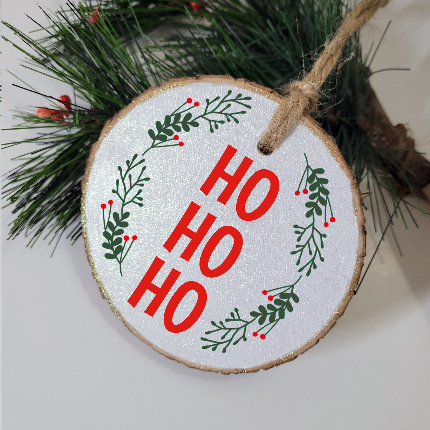 Ho Ho Ho Wood Slice Ornament