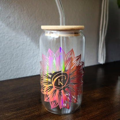 Sunflower Shine Glass Can