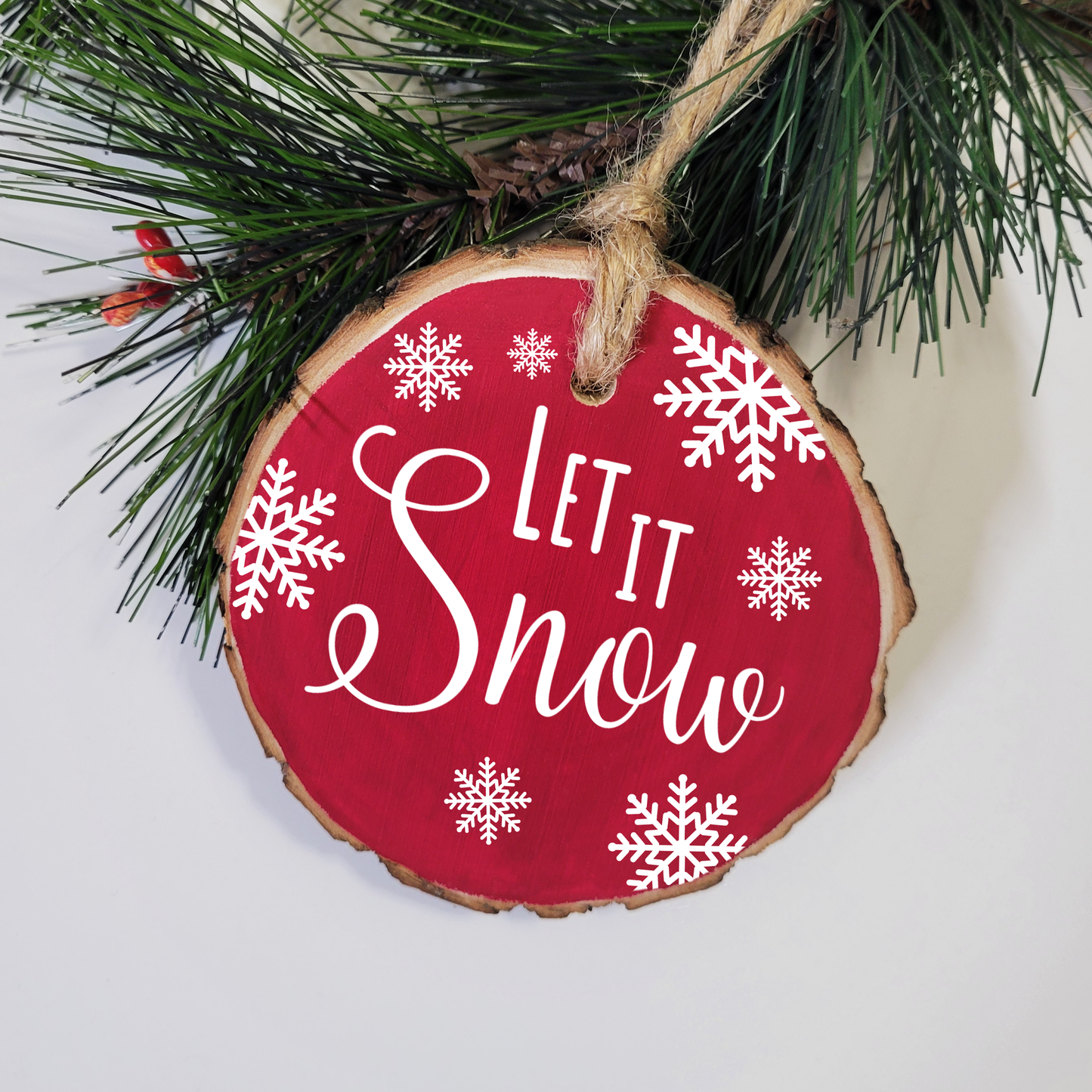 Let it Snow Wood Slice Ornament