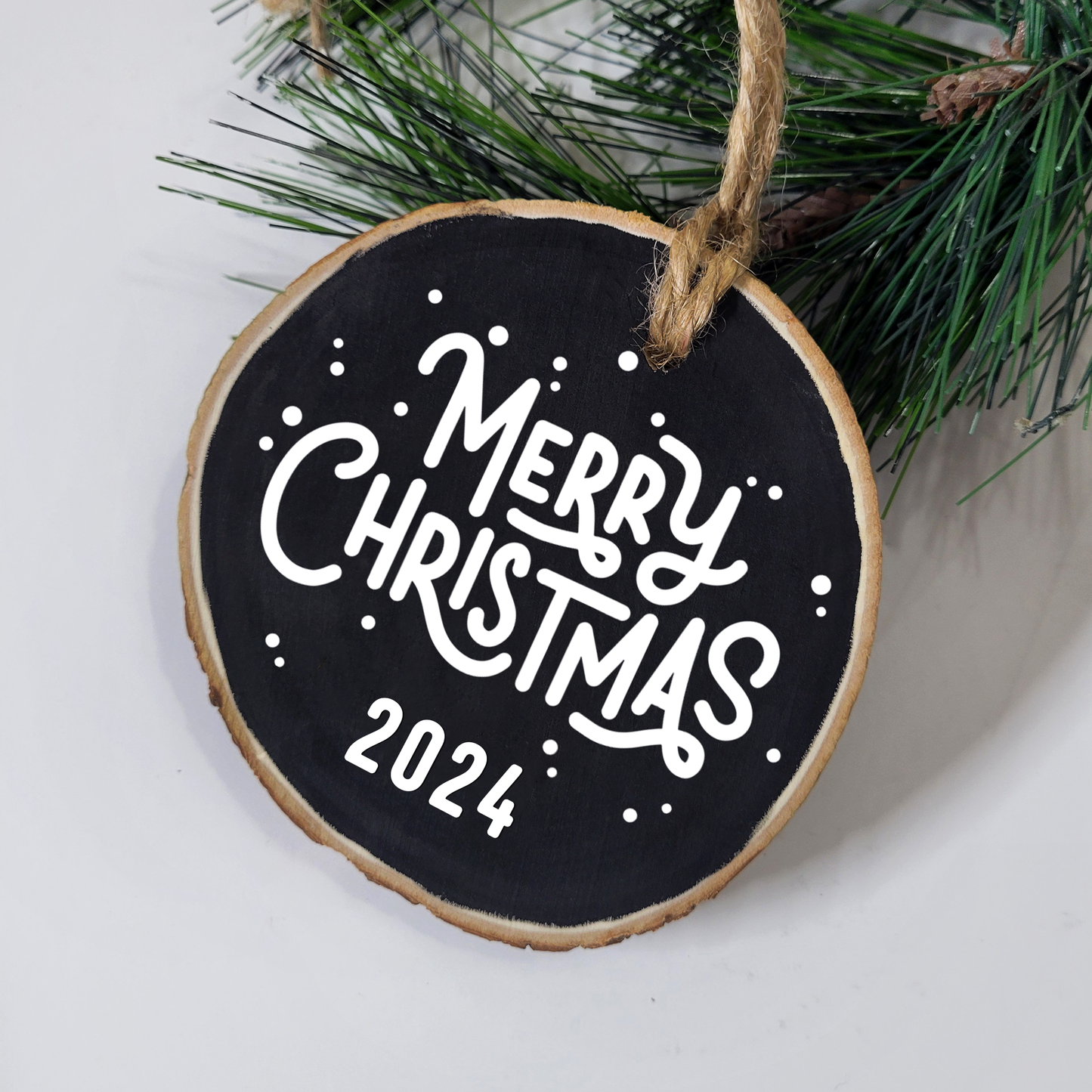 Merry Christmas Wood Slice Ornament