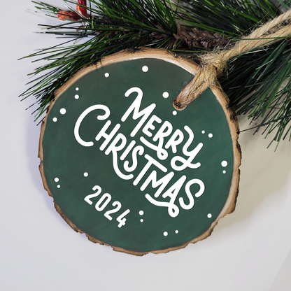 Merry Christmas Wood Slice Ornament