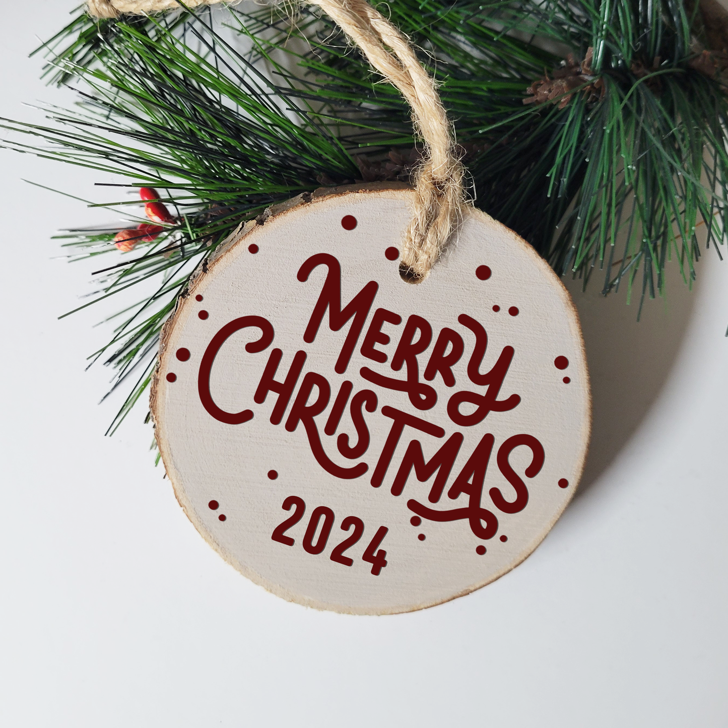 Merry Christmas Wood Slice Ornament