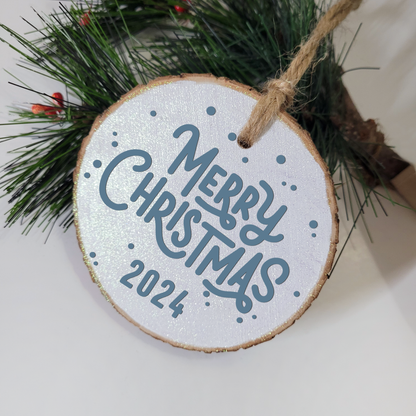 Merry Christmas Wood Slice Ornament