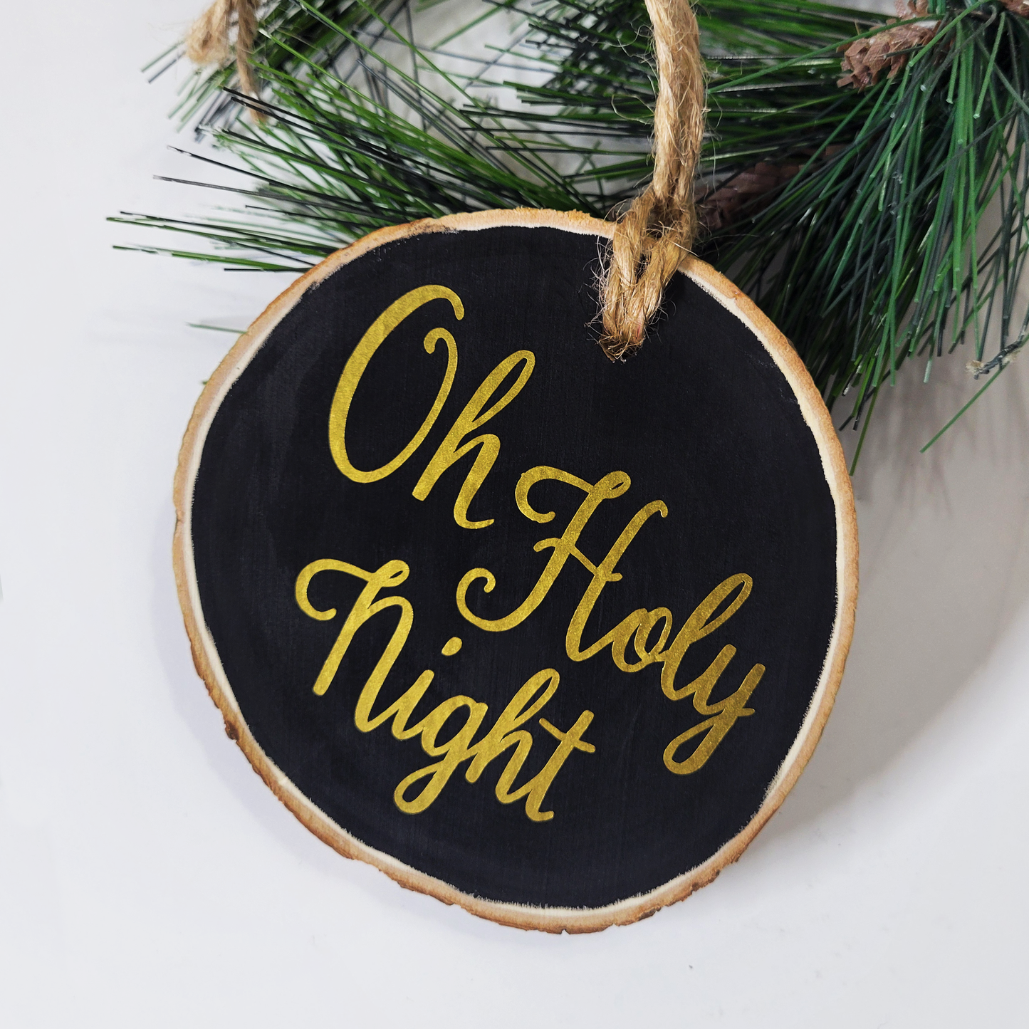 Oh Holy Night Wood Slice Ornament