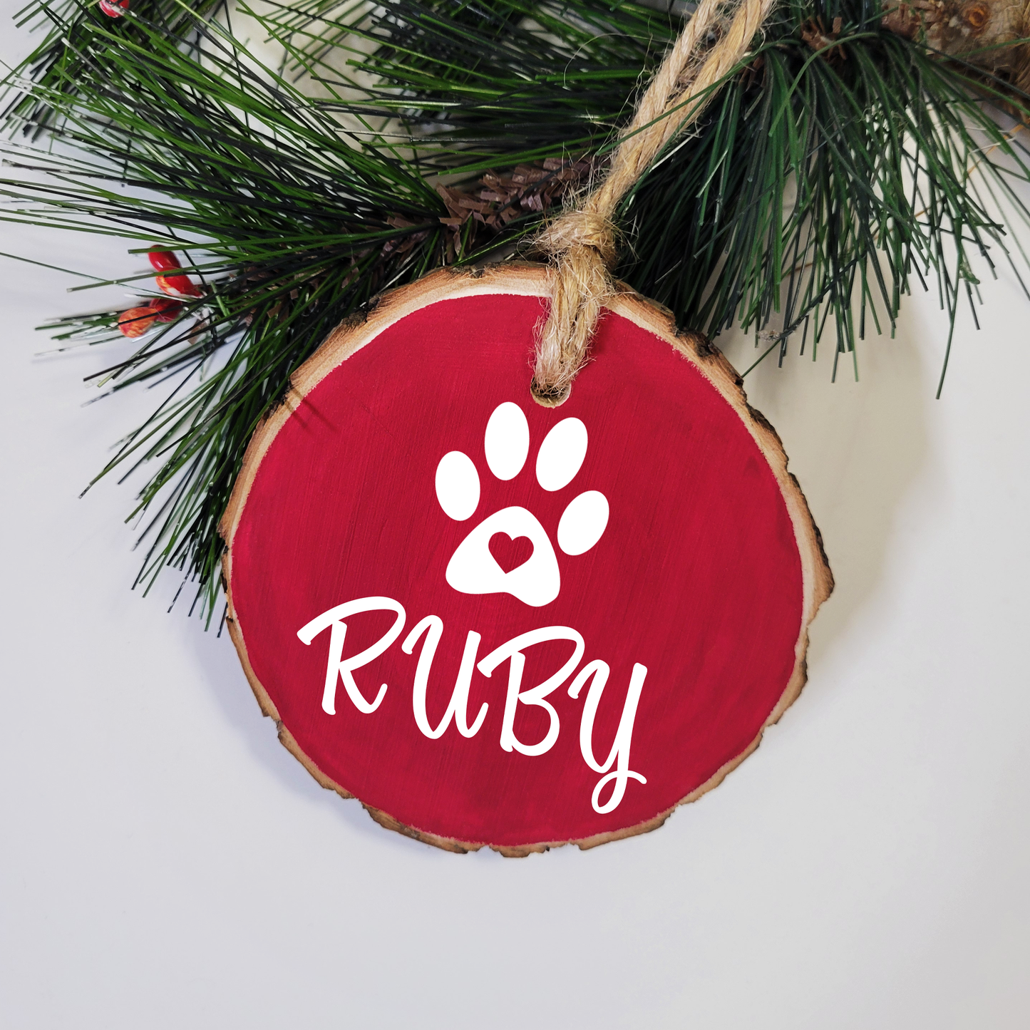 Santa Paws Wood Slice Ornament