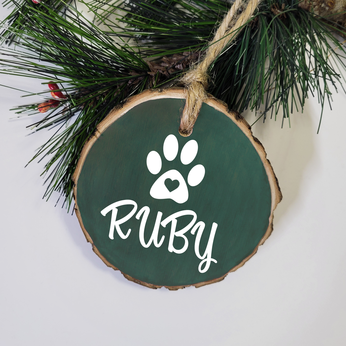 Santa Paws Wood Slice Ornament