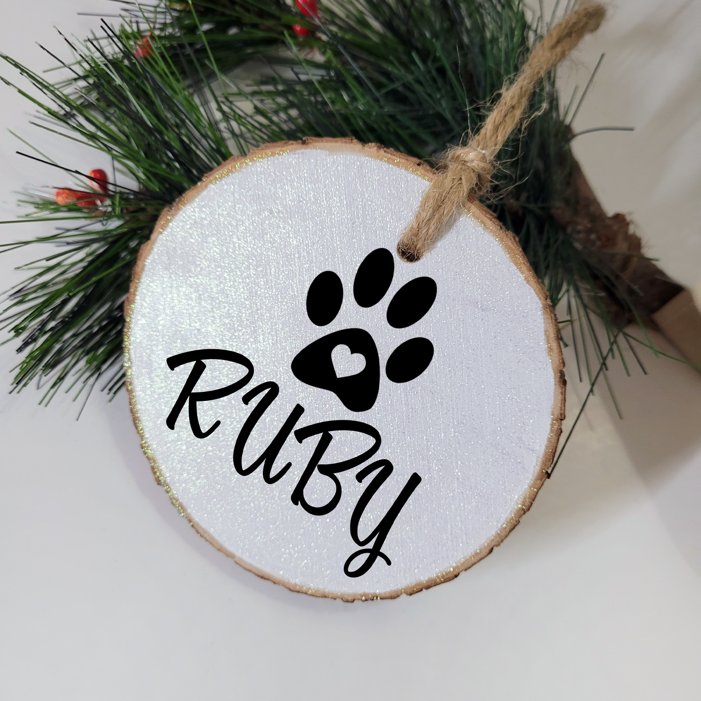 Santa Paws Wood Slice Ornament