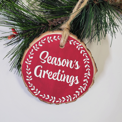 Season's Greetings Wood Slice Ornament