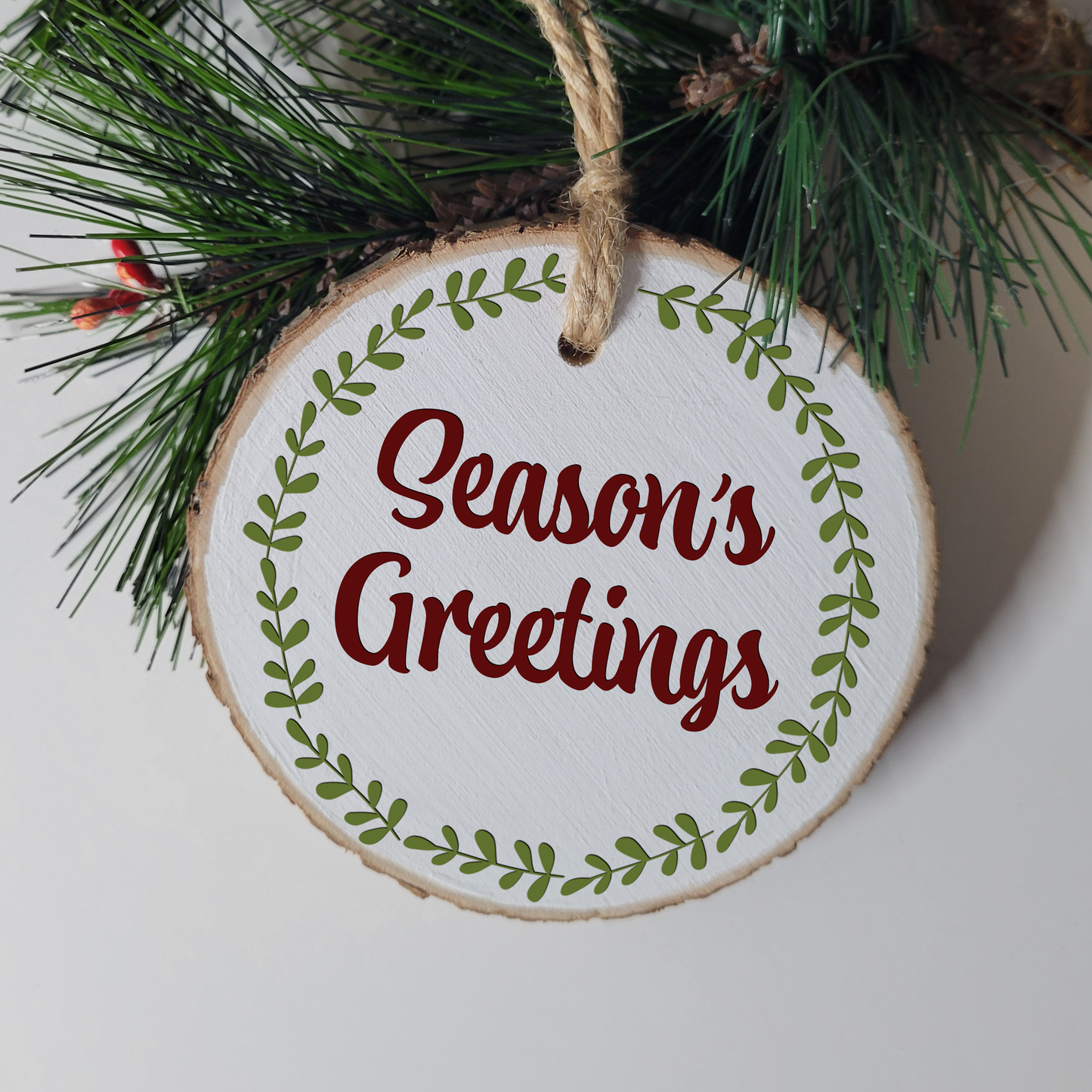 Season's Greetings Wood Slice Ornament