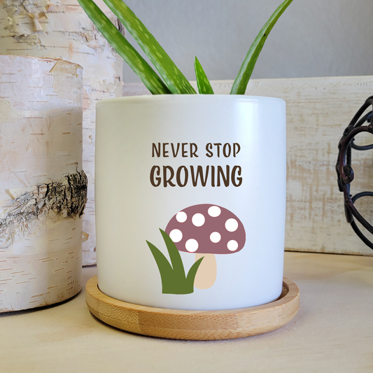 Never Stop Growing Ceramic Planter Pot