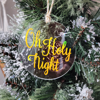 Holographic Oh Holy Night Acrylic Ornament