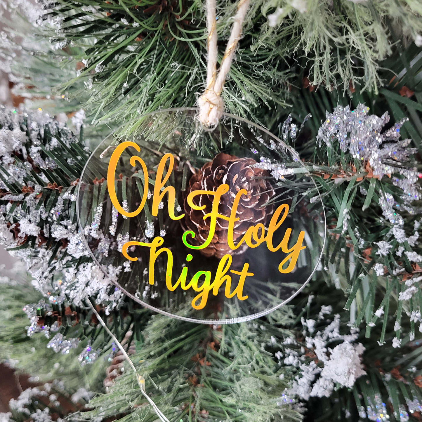 Holographic Oh Holy Night Acrylic Ornament